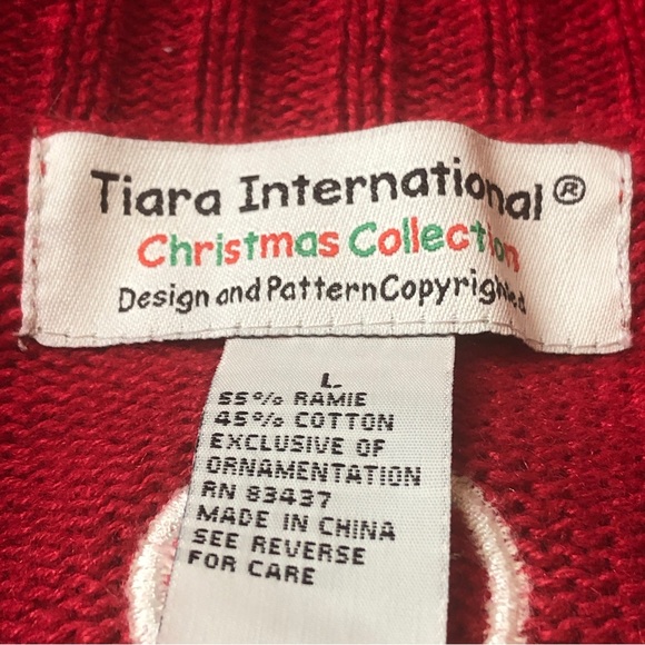 Tiara International Sweater Women L Christmas Snowmen Zip Mock Neck Ugly Unisex - Picture 10 of 16